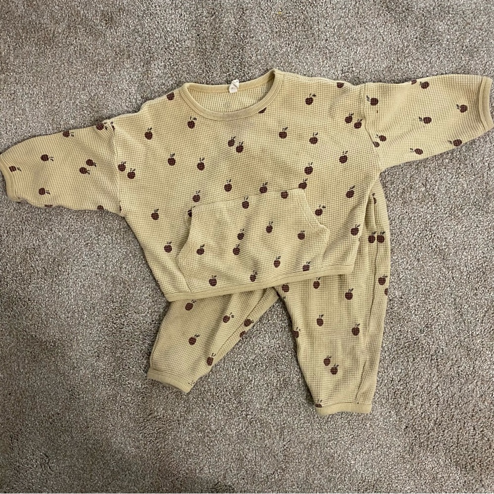 Apple Waffle Sweater Set Quincy Mae 6-12 months